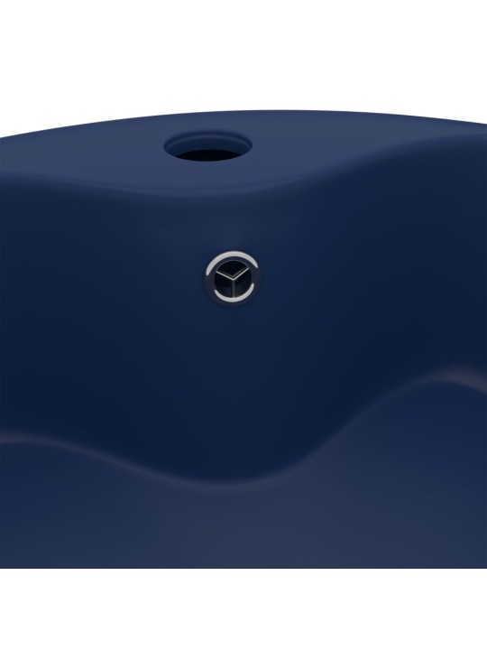 Luxusní umyvadlo přepad matné tmavě modré 36 x 13 cm keramické