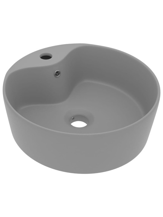 Luxusní umyvadlo přepad matné světle šedé 36 x 13 cm keramické