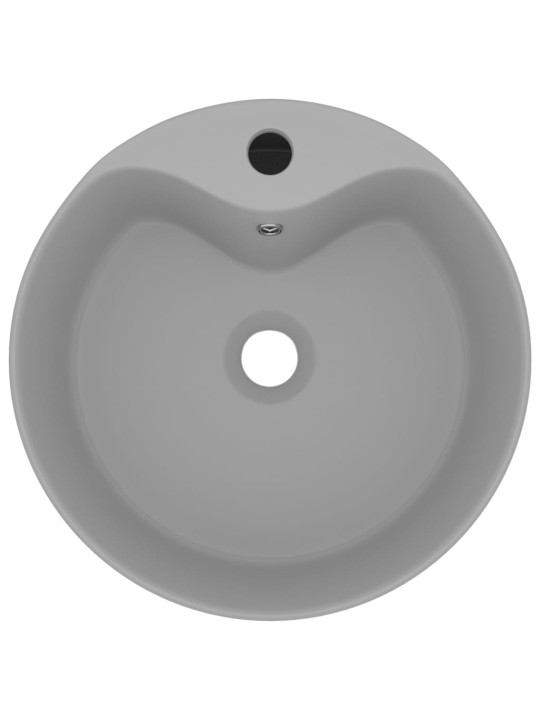 Luxusní umyvadlo přepad matné světle šedé 36 x 13 cm keramické