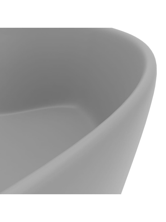 Luxusní umyvadlo přepad matné světle šedé 36 x 13 cm keramické