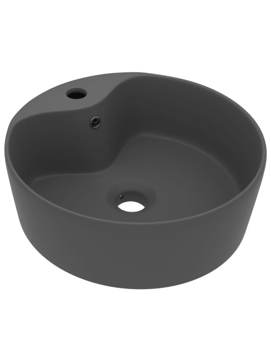 Luxusní umyvadlo přepad matné tmavě šedé 36 x 13 cm keramické