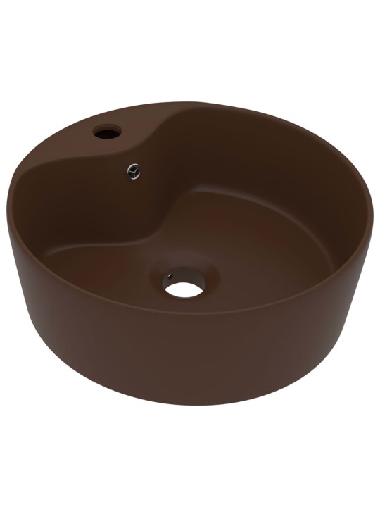 Luxusní umyvadlo přepad matné tmavě hnědé 36 x 13 cm keramické