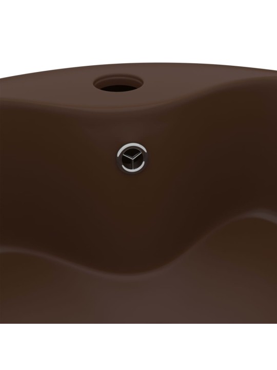 Luxusní umyvadlo přepad matné tmavě hnědé 36 x 13 cm keramické