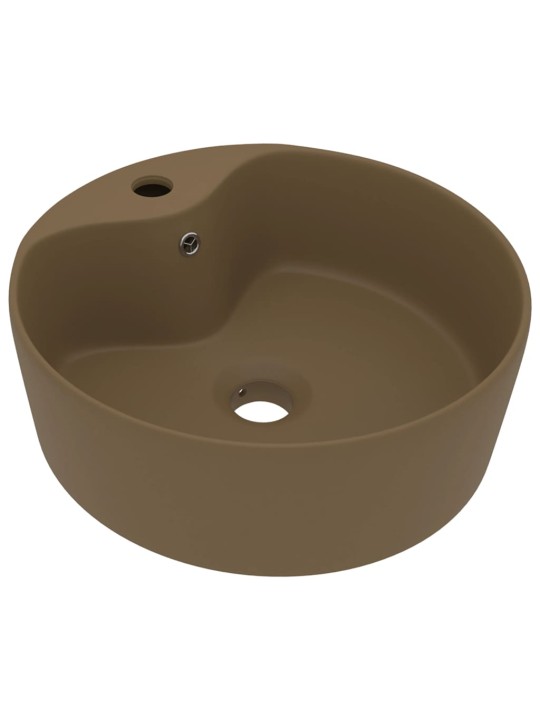 Luxusní umyvadlo s přepadem matné krémové 36 x 13 cm keramické