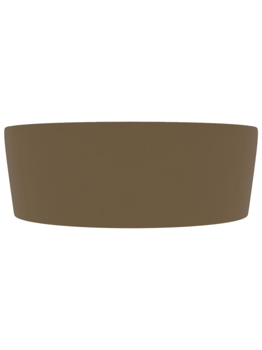Luxusní umyvadlo s přepadem matné krémové 36 x 13 cm keramické