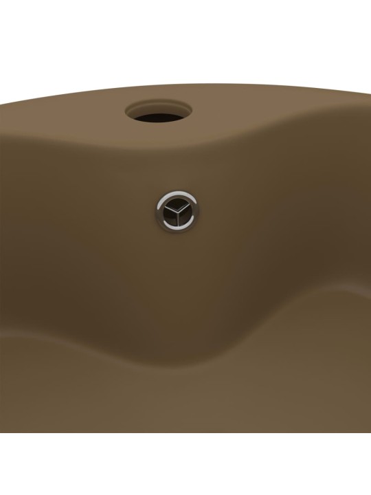 Luxusní umyvadlo s přepadem matné krémové 36 x 13 cm keramické