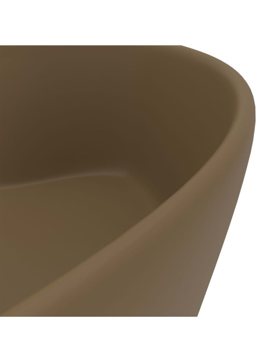 Luxusní umyvadlo s přepadem matné krémové 36 x 13 cm keramické