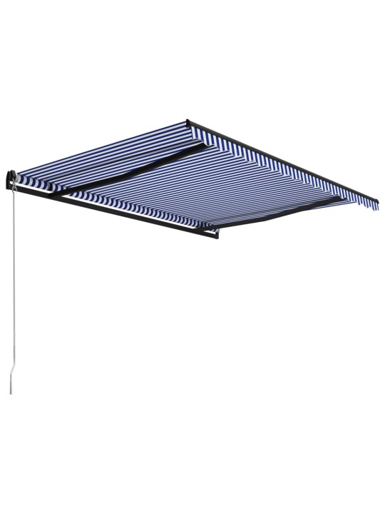 Ručně zatahovací markýza 450 x 300 cm modro-bílá