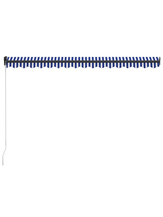 Ručně zatahovací markýza 450 x 300 cm modro-bílá