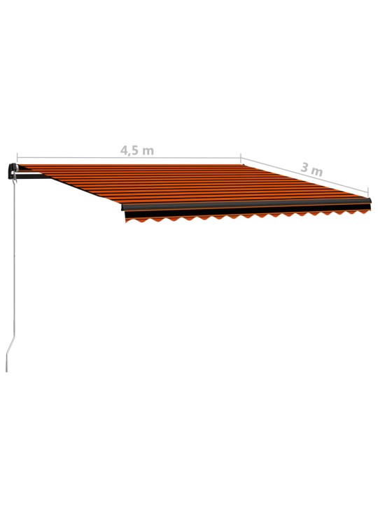 Ručně zatahovací markýza 450 x 300 cm oranžovo-hnědá