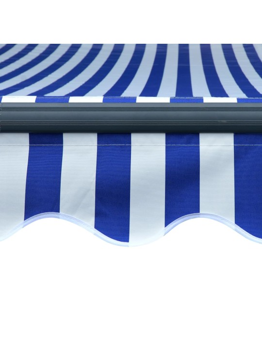 Ručně zatahovací markýza s LED světlem 300x250 cm modrá a bílá