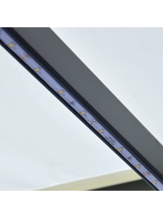Ručně zatahovací markýza s LED světlem 300 x 250 cm krémová