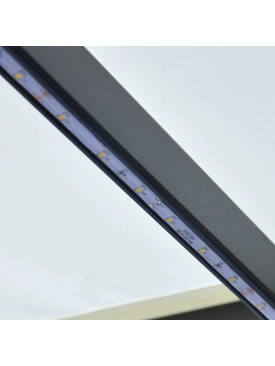 Ručně zatahovací markýza s LED světlem 300 x 250 cm krémová