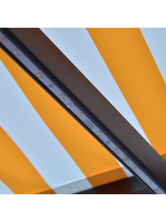 Ručně zatahovací markýza s LED světlem 300 x 250 cm žluto-bílá
