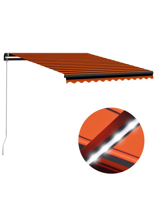 Ručně zatahovací markýza LED světlo 300x250 cm oranžová a hnědá