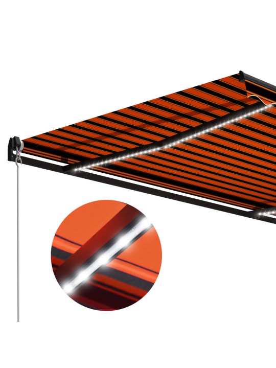 Ručně zatahovací markýza LED světlo 300x250 cm oranžová a hnědá