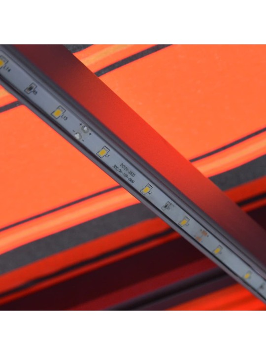 Ručně zatahovací markýza LED světlo 300x250 cm oranžová a hnědá