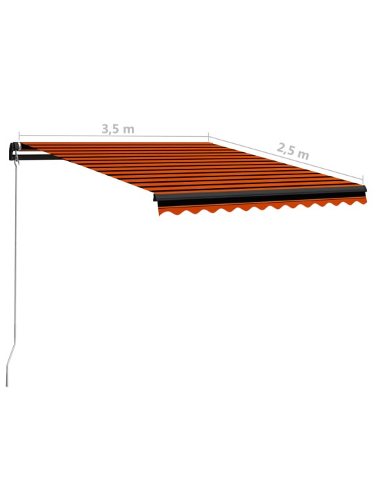 Ručně zatahovací markýza s LED světlem 350x250 cm oranžovohnědá