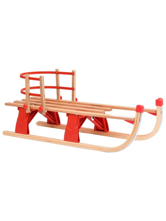 Skládací sněžné sáně s opěradlem 119 cm dřevěné