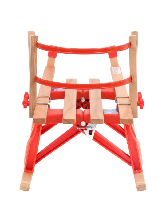 Skládací sněžné sáně s opěradlem 119 cm dřevěné