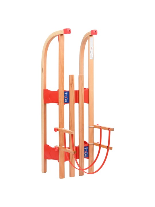 Skládací sněžné sáně s opěradlem 119 cm dřevěné