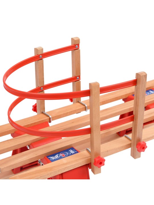 Skládací sněžné sáně s opěradlem 119 cm dřevěné