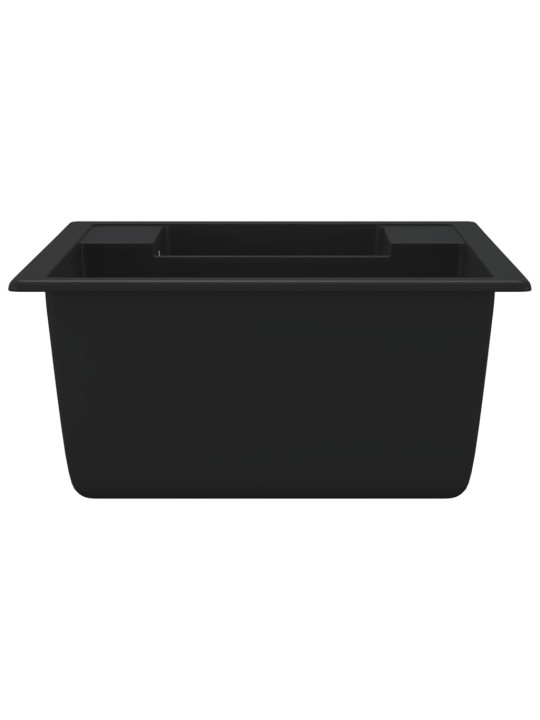 Kuchyňský dřez s přepadem otvorem dvojitý černý žula
