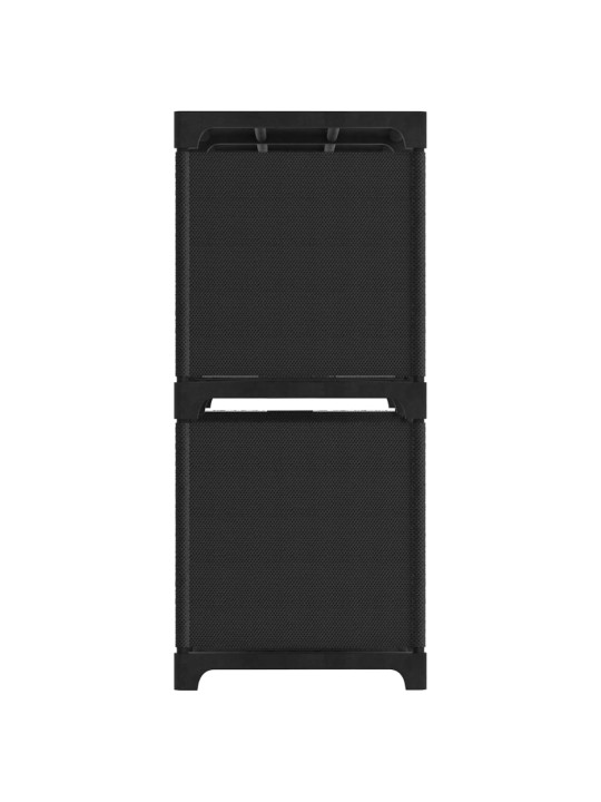 Výstavní police se 4 přihrádkami černá 69 x 30 x 72,5 cm textil