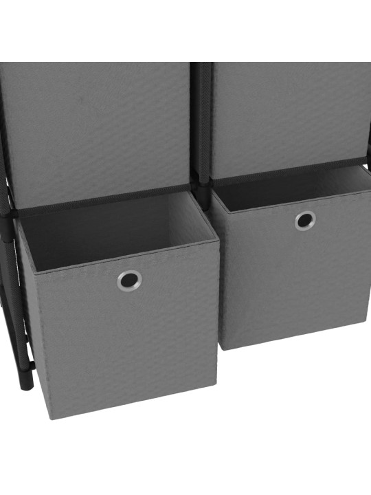 Výstavní police 4 přihrádky s boxy černá 69x30x72,5 cm textil