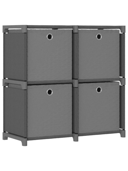 Výstavní police 4 přihrádky s boxy šedá 69x30x72,5 cm textil
