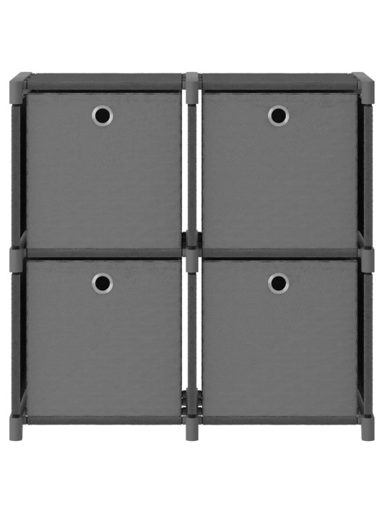 Výstavní police 4 přihrádky s boxy šedá 69x30x72,5 cm textil