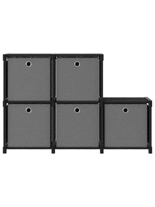 Výstavní police 5 přihrádek s boxy černá 103x30x72,5 cm textil