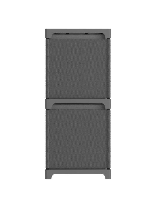 Výstavní police 5 přihrádek s boxy šedé 103x30x72,5 cm textil