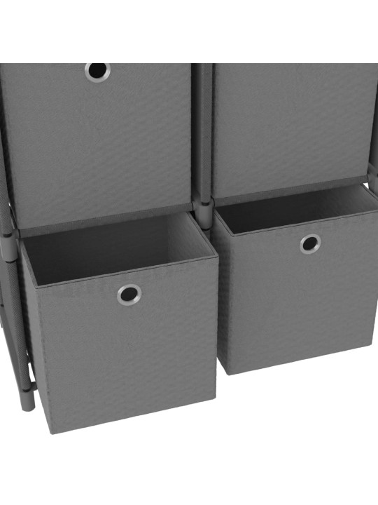 Výstavní police 5 přihrádek s boxy šedé 103x30x72,5 cm textil
