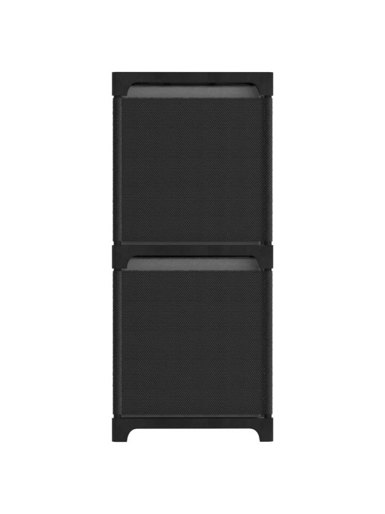 Výstavní police 6 přihrádek s boxy černá 103x30x72,5 cm textil