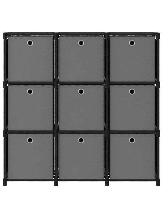 Výstavní police 9 přihrádek s boxy černá 103x30x107,5 cm textil