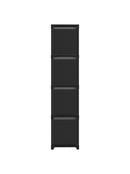 Výstavní police 12 přihrádek s boxy černé 103x30x141 cm textil