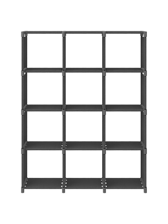 Výstavní police s 12 přihrádkami šedá 103 x 30 x 141 cm textil