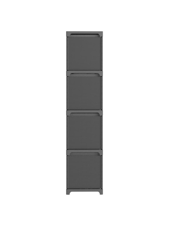 Výstavní police 12 přihrádek s boxy šedá 103x30x141 cm textil