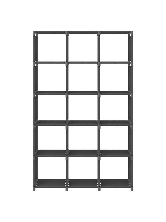 Výstavní police s 15 přihrádkami šedá 103x30x175,5 cm textil