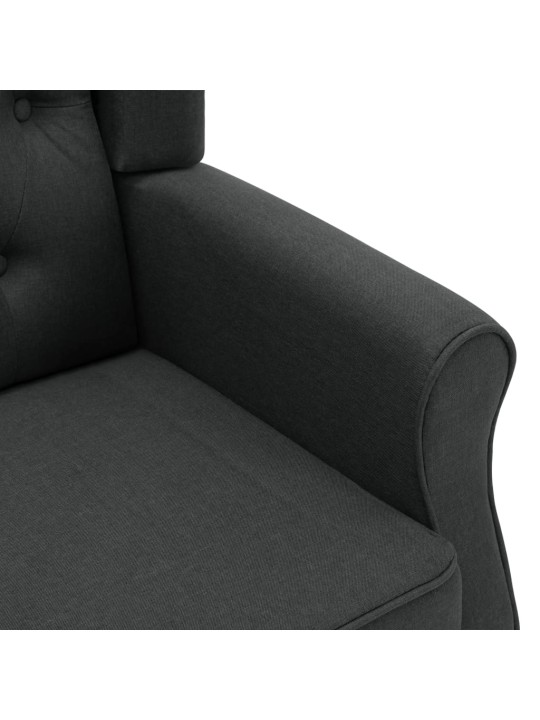 Křeslo s podnožkou tmavě šedé textil