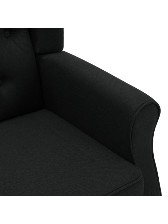 Křeslo s podnožkou černé textil