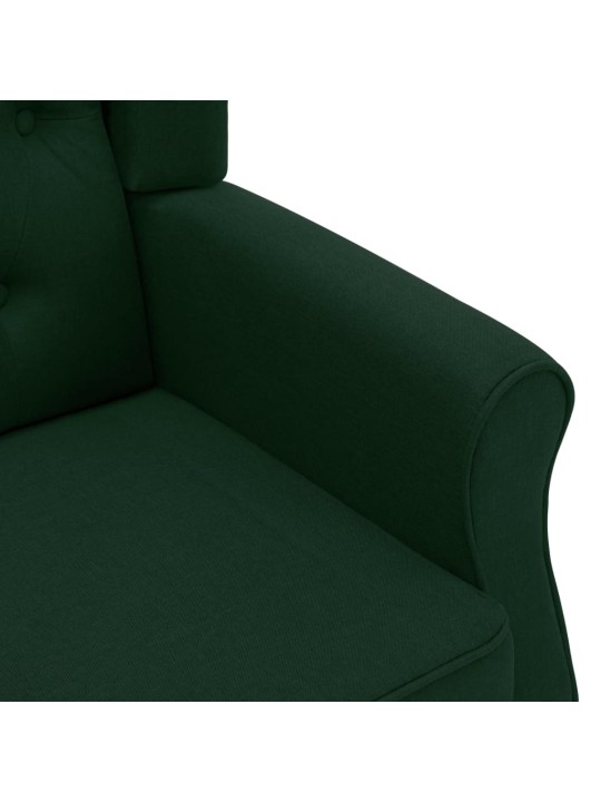 Křeslo s podnožkou tmavě zelené textil