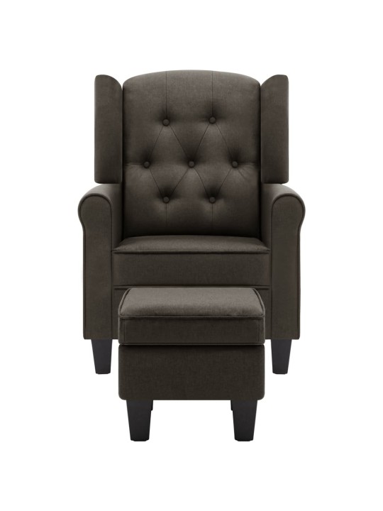 Křeslo s podnožkou taupe textil