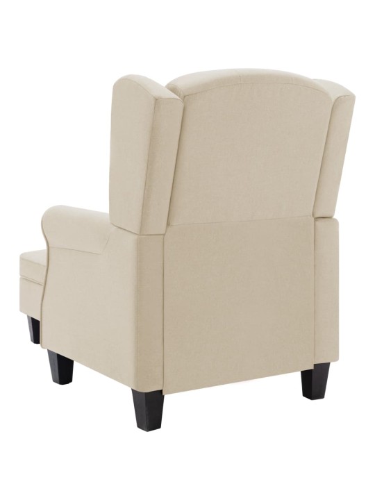 Křeslo s podnožkou krémové textil
