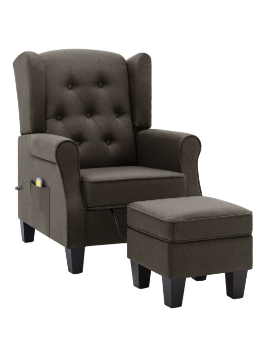 Masážní křeslo s podnožkou taupe textil