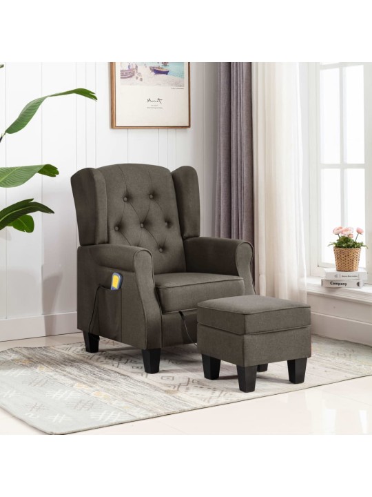 Masážní křeslo s podnožkou taupe textil