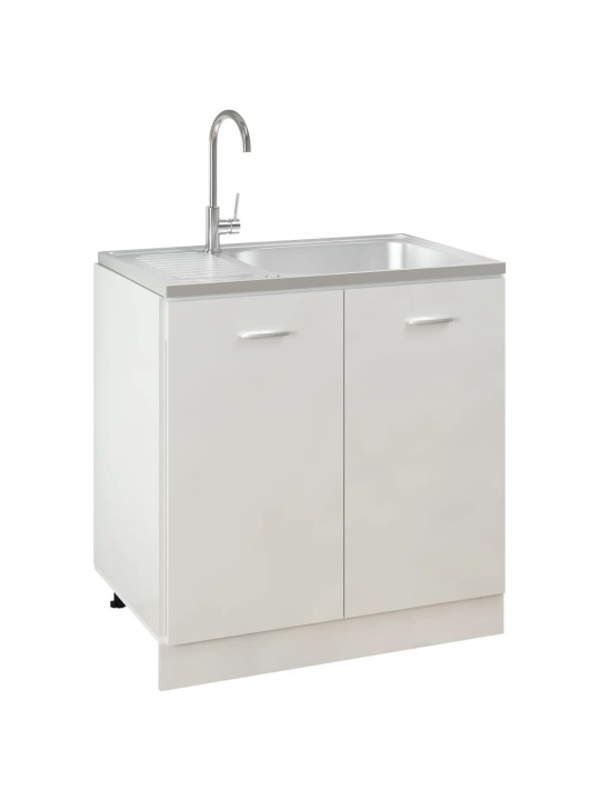 Kuchyňský dřez s odtokem stříbrný 800x500x155 mm nerezová ocel