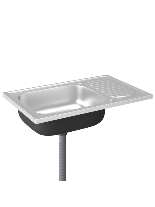 Kuchyňský dřez s odtokem stříbrný 800x500x155 mm nerezová ocel