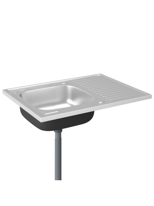 Kuchyňský dřez s odtokem stříbrný 800x600x155 mm nerezová ocel